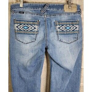 Adiktd Womens 8/30 Low Rise Bootcut Jeans Southwestern Embroidery Stretch Y2k